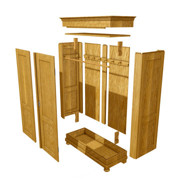 exploded drawing view of a wardrobe