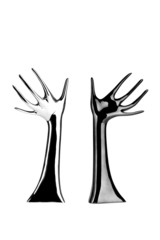 sculptures of arms with open palms
