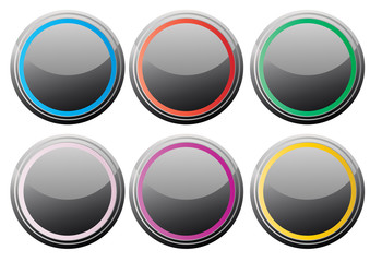 Black glance buttons with various color rings