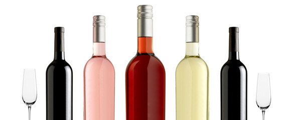 Colour  Wine Bottles and glasses Banner