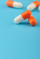 set capsules on blue background