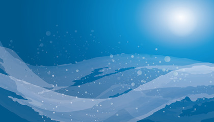 Fond bleu-mer et vagues