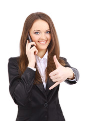 young woman calling by cellular phone.