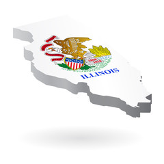illinois 3d map with flag vector