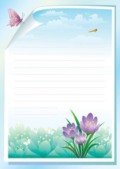 Empty paper with floral meadow on background