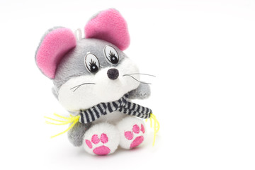 Toy soft mouse with on a white background