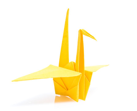origami birds on a white background