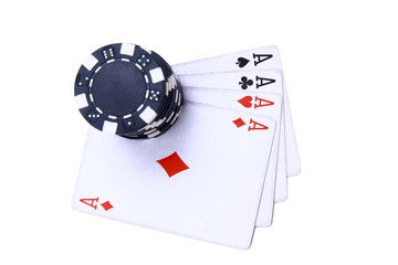 Obraz premium Four aces isolated over white.