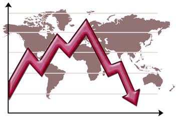 negative arrow over world map