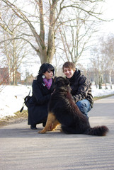 Young couple with dog