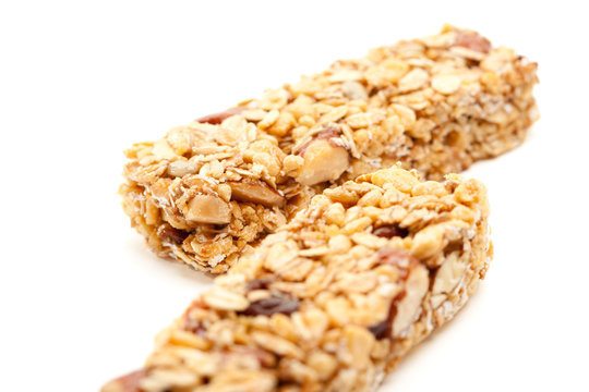 Two Granola Bars Isolated on White