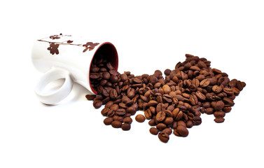 Cup and coffee beans