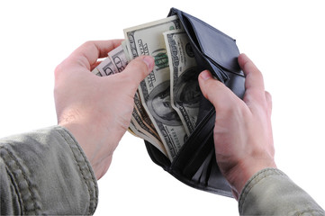 Hands Taking Money From A Wallet