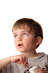 Little Boy Eating Yogurt