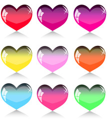 set different colour hearts
