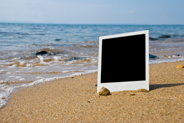 Photo card on sand beach