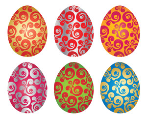Set of six Easter eggs