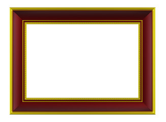 Gold-brown rectangular frame isolated on white background