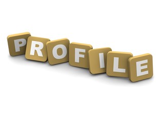 Profile text. 3d rendered illustration isolated on white.