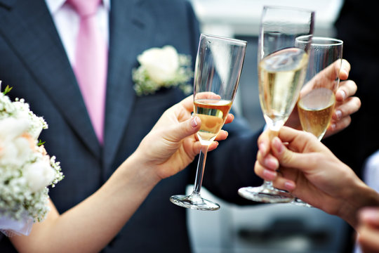 A toast to newlyweds at wedding