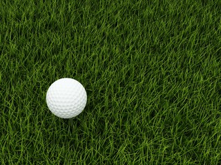 Golf ball ower green grass
