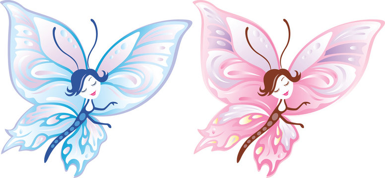 girl-butterfly in two color variations