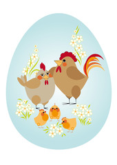 Easter egg. Chicken family