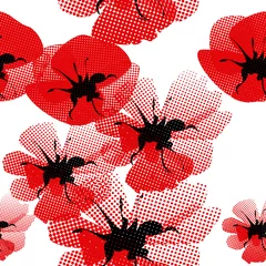 Papier Peint photo Fleurs abstraites motif floral sans couture avec coquelicot
