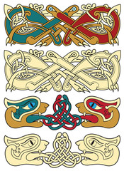 abstract celtic color design works - zoomorph motifs
