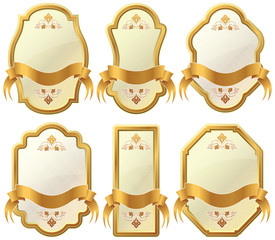 gold-framed labels on different topics for decoration and design