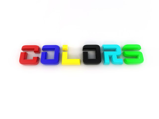 word colors from of the letters in different colors. 3d