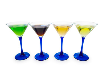 Various cocktails isolated on the white background