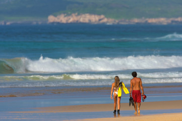 couple walking down the beach