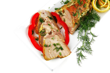 served tuna with vegetables