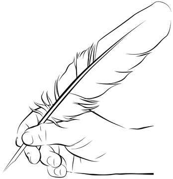 hand writing with a feather pen