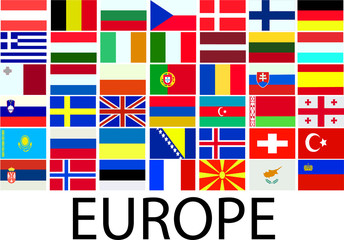 collection of european flags - vector