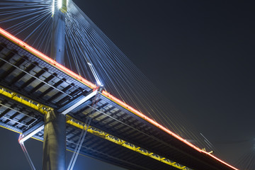 Fototapeta na wymiar beautiful night scenes of Bridge in Hong Kong.