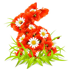 Fototapeta premium Vector spring flowers in the shape of Easter Rabbit