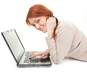 trendy girl with computer