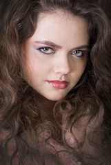 Naklejka premium close up studio portrait sexy brunette girl