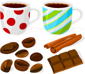 Set of coffee and chocolate