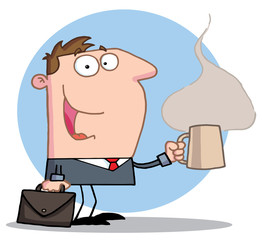 Businessman holds a coffee