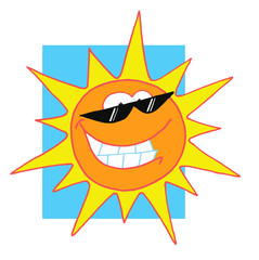 Happy bright sun character