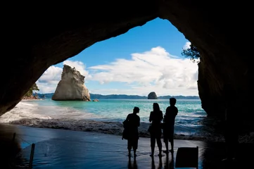 Wall murals Cathedral Cove cathedral cove tourists