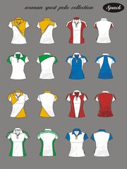 woman sport polo shirt vector set