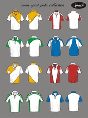 man sport polo shirt vector set