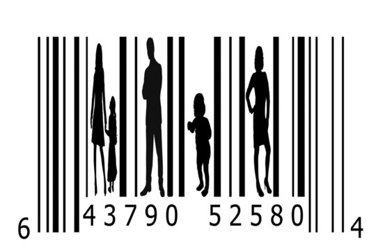 Barcode and people silhouettes