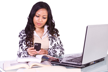 Businesswoman at His Desk Working