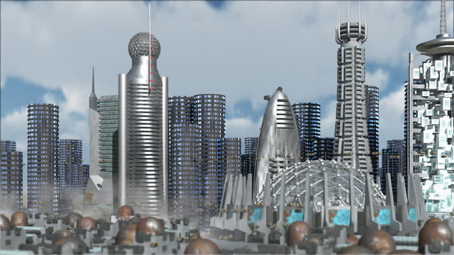 3d Model of Sci-Fi city with futuristic skyscrapers