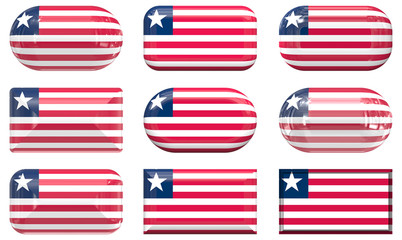 nine glass buttons of the Flag of Liberia